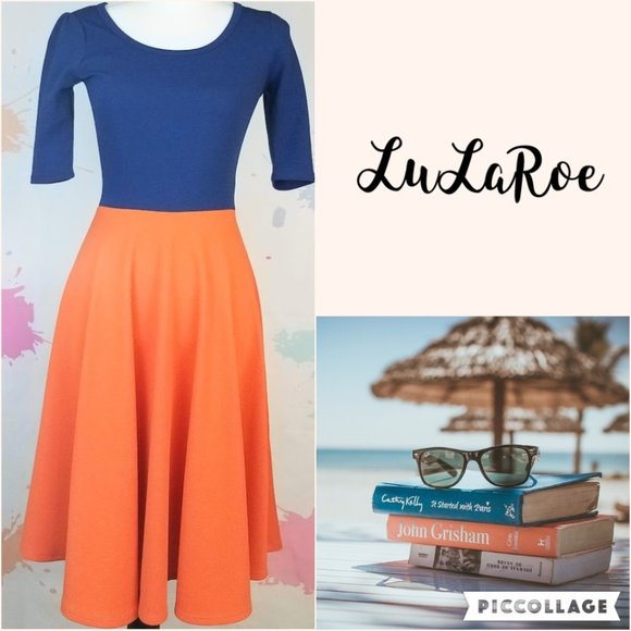 LuLaRoe Blue and Orange Dress - Picture 1 of 8